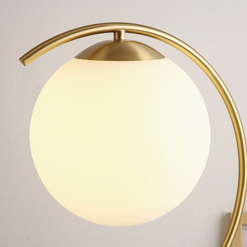 Postmodern Full Brass Glass Ball Desk Lamp for Bedroom Living Room Table Lamps