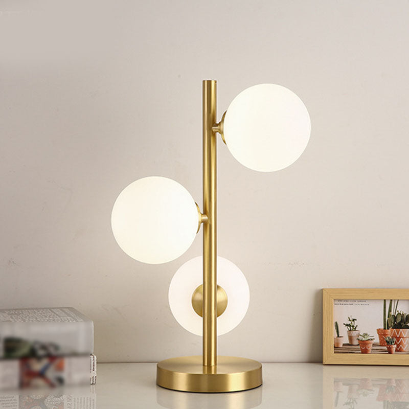 Postmodern Full Brass Glass Ball Desk Lamp for Bedroom Living Room Table Lamps