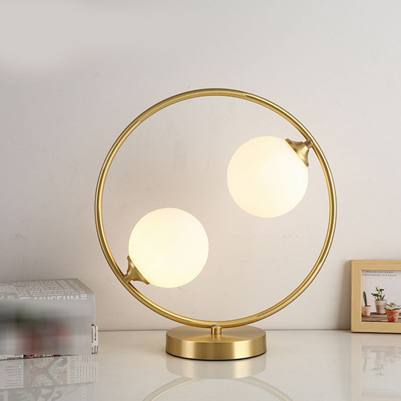 Postmodern Full Brass Glass Ball Desk Lamp for Bedroom Living Room Table Lamps