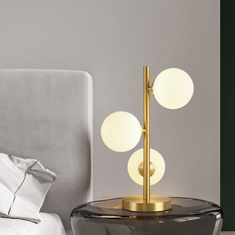 Postmodern Full Brass Glass Ball Desk Lamp for Bedroom Living Room Table Lamps