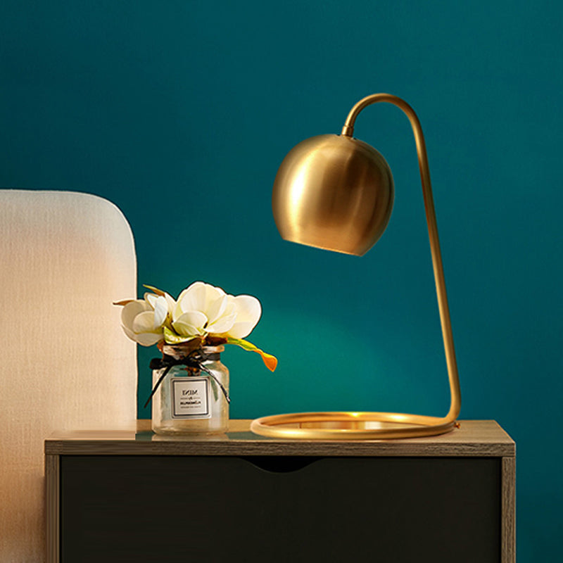Minimalist Style Table Lamp Brass Spherical Night Table Lamp with Metal Shade