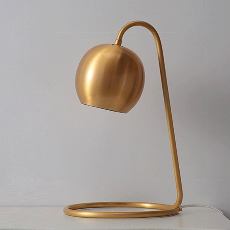 Minimalist Style Table Lamp Brass Spherical Night Table Lamp with Metal Shade