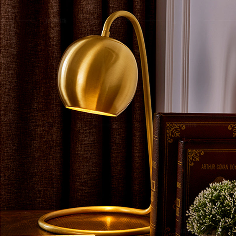 Minimalist Style Table Lamp Brass Spherical Night Table Lamp with Metal Shade