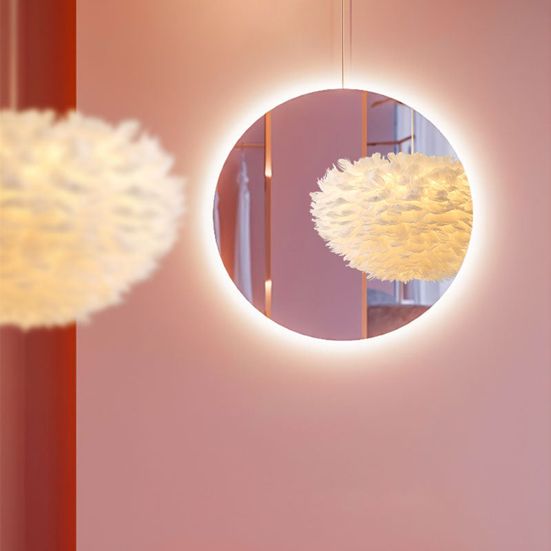 Luminaires de lustre Globe Chandelier Multi-Head Primp à lustre blanc avec une teinte en plumes