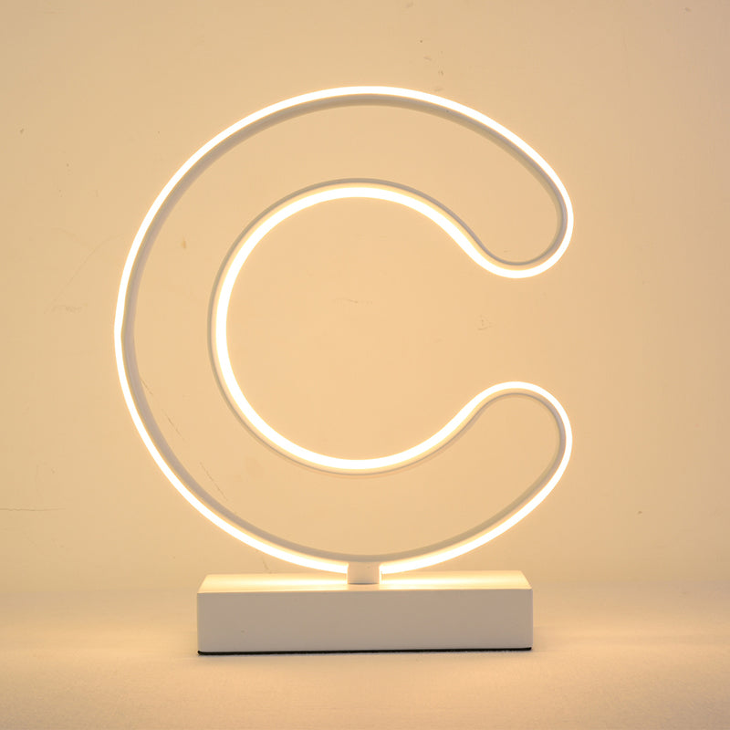 Modern LED Nightstand Lamp White Curvy Reading Book Light with Acrylic Shade in Warm/White Light