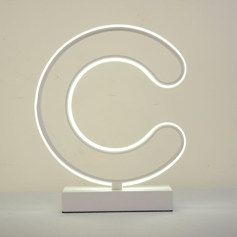 Lámpara LED moderna para mesita de noche, luz blanca curvada para lectura de libros con pantalla acrílica en luz blanca/cálida