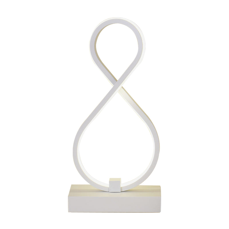 Tableau Twisted Modernisme Acrylique LED White Nightstand Lampe avec base en métal rectangulaire