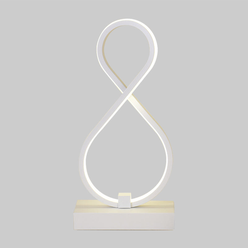 Tableau Twisted Modernisme Acrylique LED White Nightstand Lampe avec base en métal rectangulaire