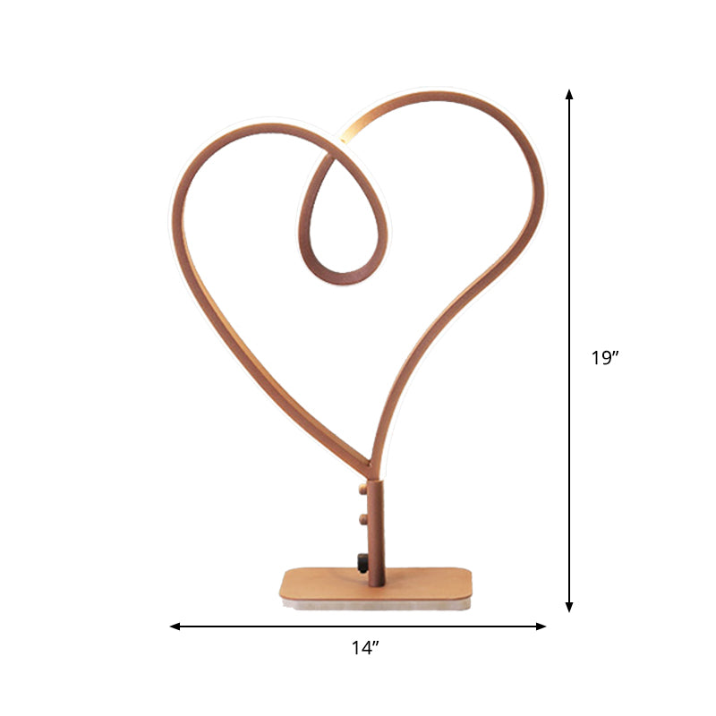 Lámpara de tarea acrílica de corazón Café LED contemporáneo Lámpara de escritorio pequeño en luz cálida/blanca