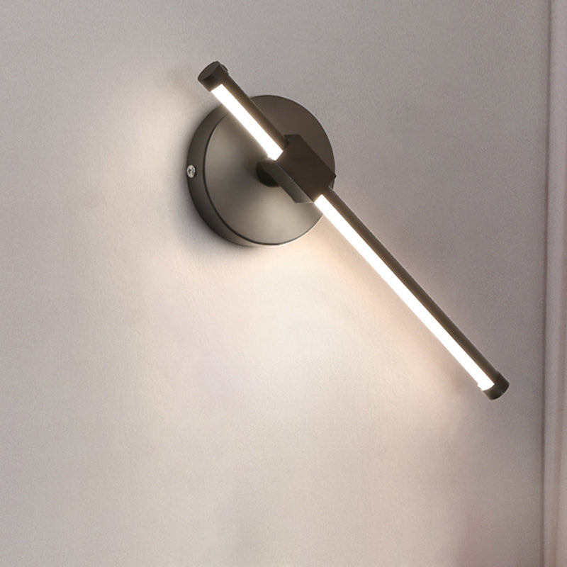 Acrylic Tube Wall Lamp Modernism LED Black Sconce Light Fixture with Circle Metal Backplate, Warm/White Light