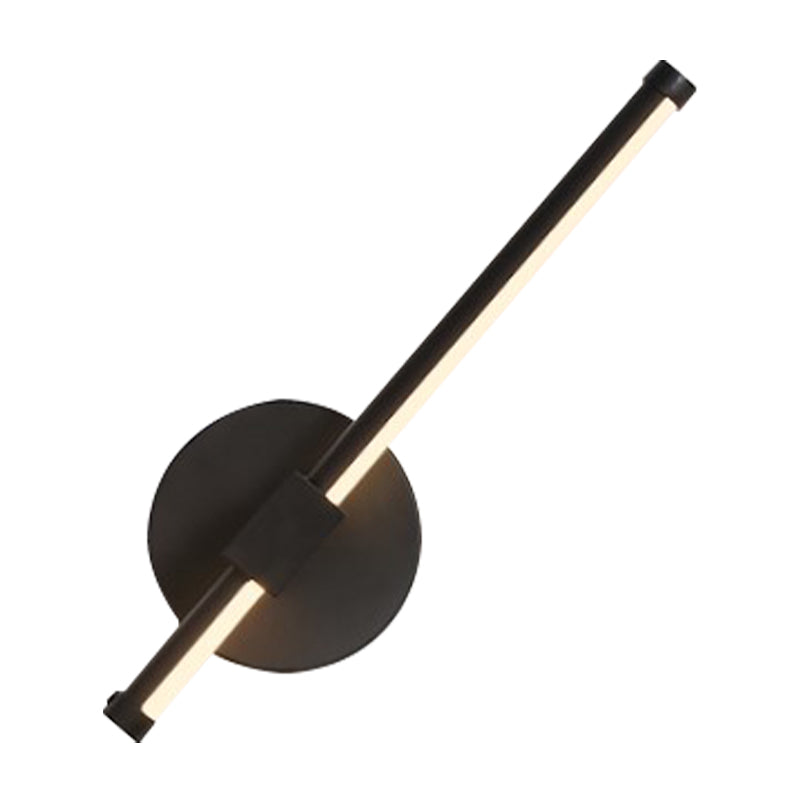 Acrylic Tube Wall Lamp Modernism LED Black Sconce Light Fixture with Circle Metal Backplate, Warm/White Light