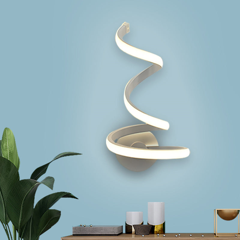 LED Esszimmer Leuchte hell modernistische weiße Wandmontagelampe mit spiralförmigem Acrylschatten