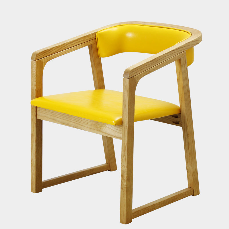 Modern Wood Indoor-Outdoor Chair with Arm Home Open Back Dining Side Chair