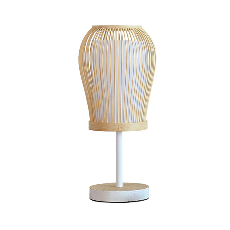 Lámpara de escritorio curvada de la tarea de 1 cabeza japonesa con tono de bambú para la cama