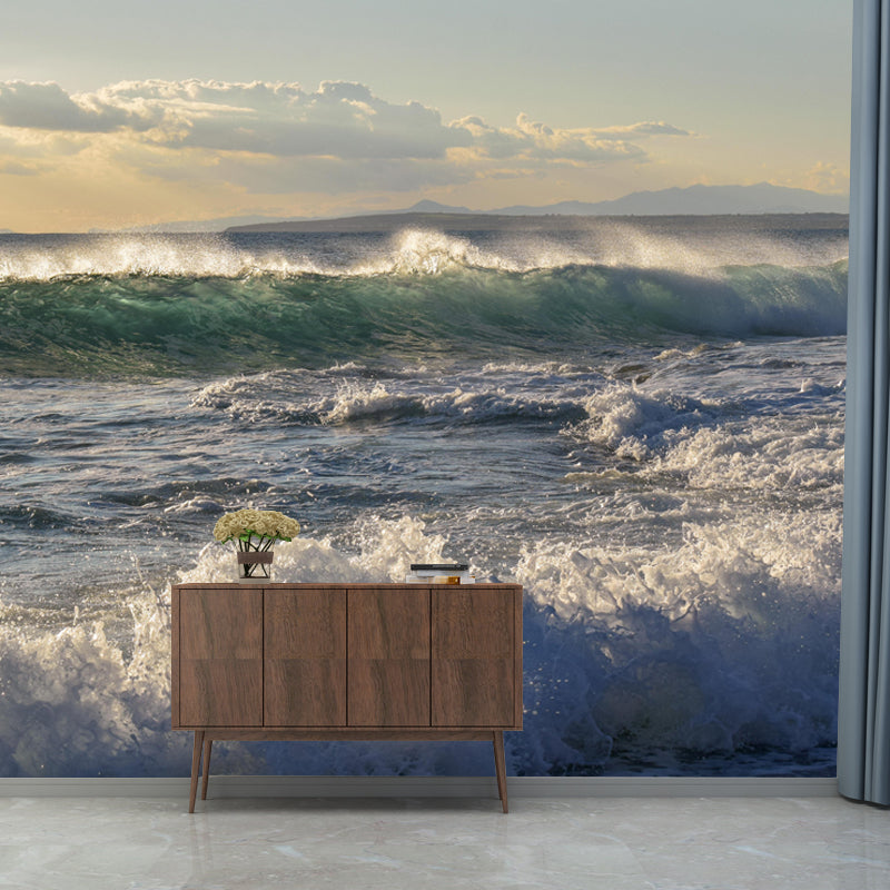Customized Beautiful Seascape Mural Mildew Resistant Wallpaper for Dining Room