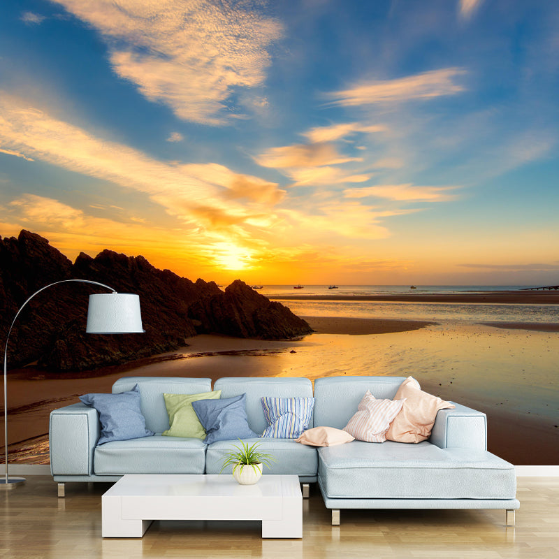 Customized Beautiful Seascape Mural Mildew Resistant Wallpaper for Dining Room