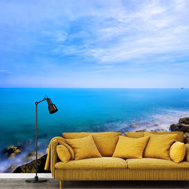 Customized Beautiful Seascape Mural Mildew Resistant Wallpaper for Dining Room