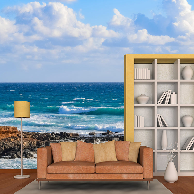 Contemporary Seascape Mural Wall Decor Environment Friendly for Sitting Room