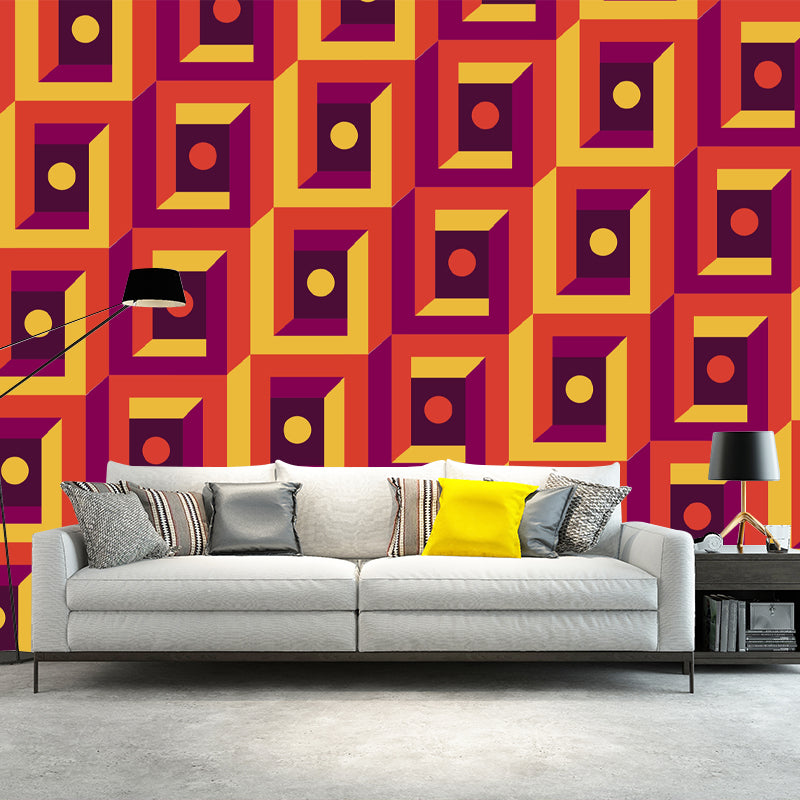 Customized Geometry Wall Mural Mildew Resistant Wallpaper for Dining Room