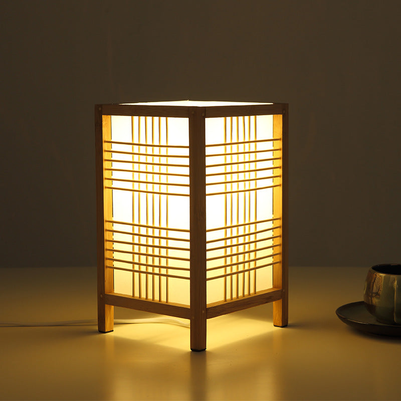 1 tête de maison de thé clair éclairage de tâche beige chinois avec une teinte en bois rectangle