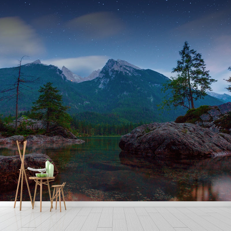 Customized Mountain Wall Mural Mildew Resistant Wallpaper for Dining Room