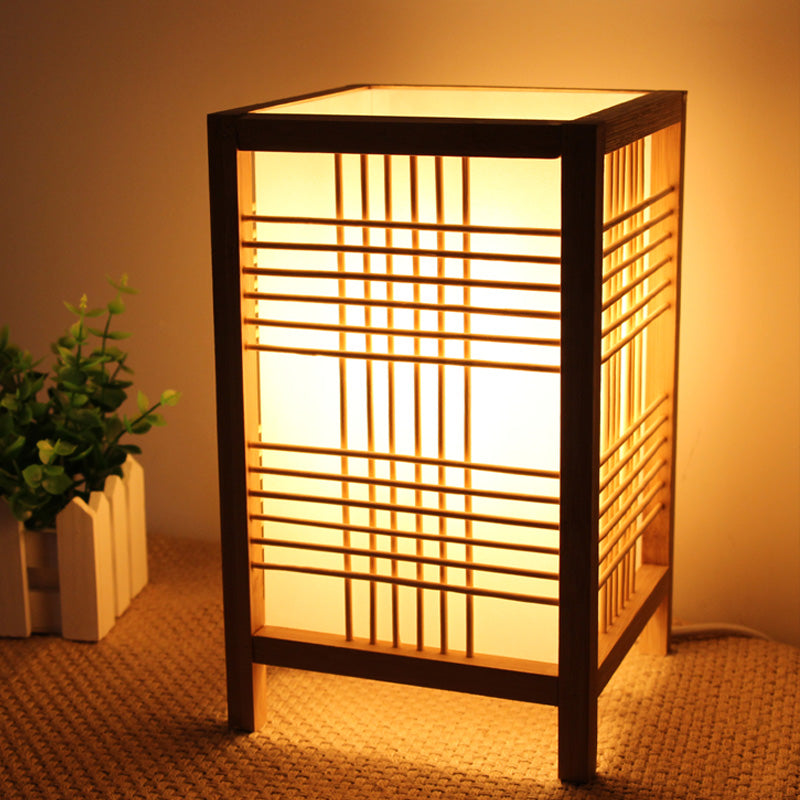 1 tête de maison de thé clair éclairage de tâche beige chinois avec une teinte en bois rectangle