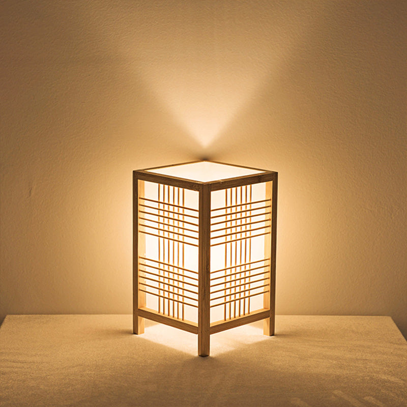 1 tête de maison de thé clair éclairage de tâche beige chinois avec une teinte en bois rectangle