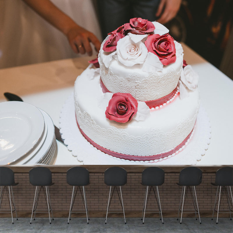 Modern Mural Dessert with Wedding Cake Pattern Wall Decor for Dessert Shop