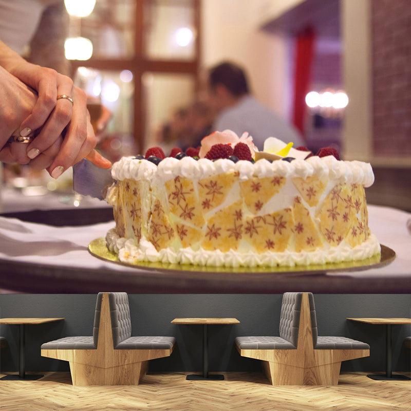 Modern Mural Dessert with Wedding Cake Pattern Wall Decor for Dessert Shop