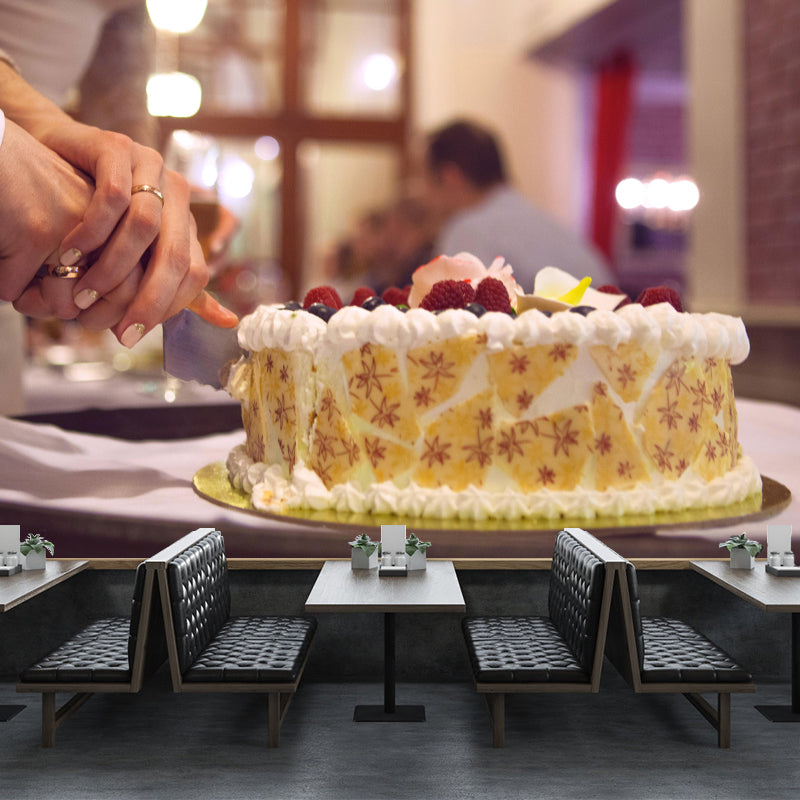 Modern Mural Dessert with Wedding Cake Pattern Wall Decor for Dessert Shop