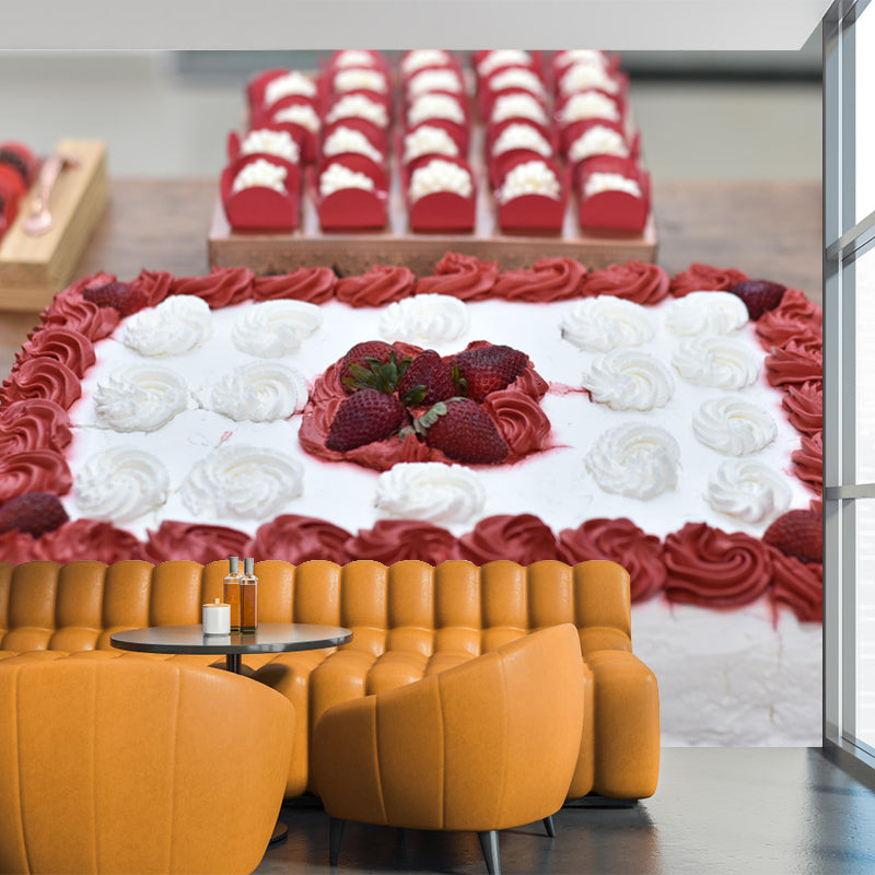 Customized Wall Mural Dessert with Wedding Cake Pattern Mildew Resistant Wallpaper Commerce Shop