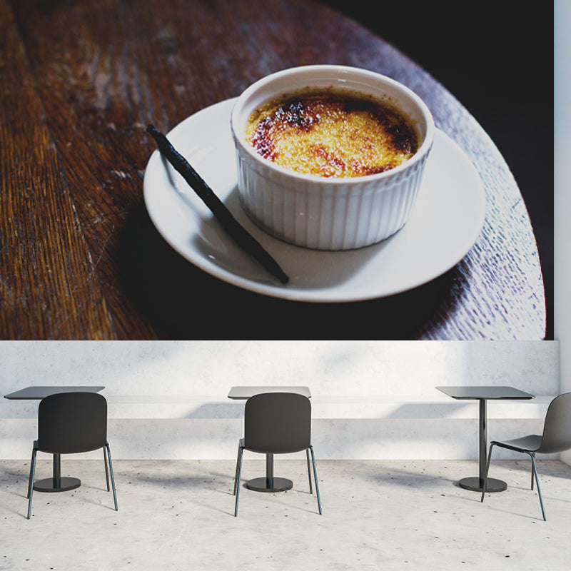 Customized Caramel Pudding Wall Mural Dessert Wallpaper Commerce Shop
