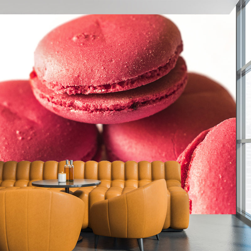 Customized Wall Mural Dessert with Macaron Pattern Mildew Resistant Wallpaper Commerce Shop