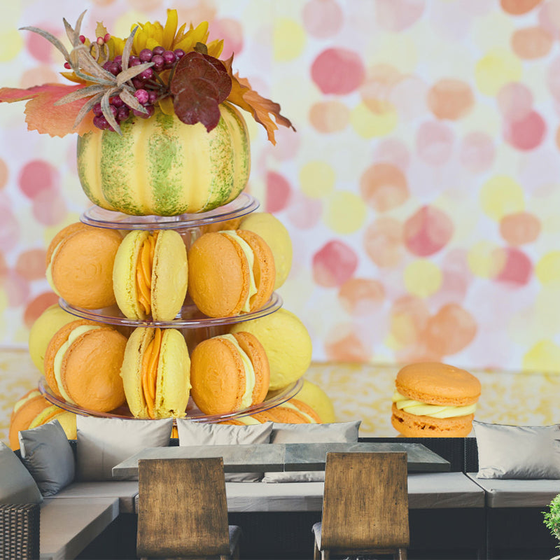 Customized Wall Mural Dessert with Macaron Pattern Mildew Resistant Wallpaper Commerce Shop