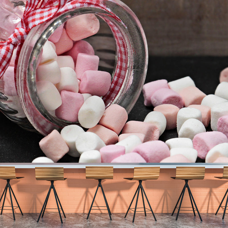 Modern Mural Dessert with Marshmallow Pattern Wall Decor Eco-friendly for Dessert Shop