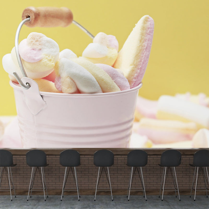Modern Mural Dessert with Marshmallow Pattern Wall Decor Eco-friendly for Dessert Shop
