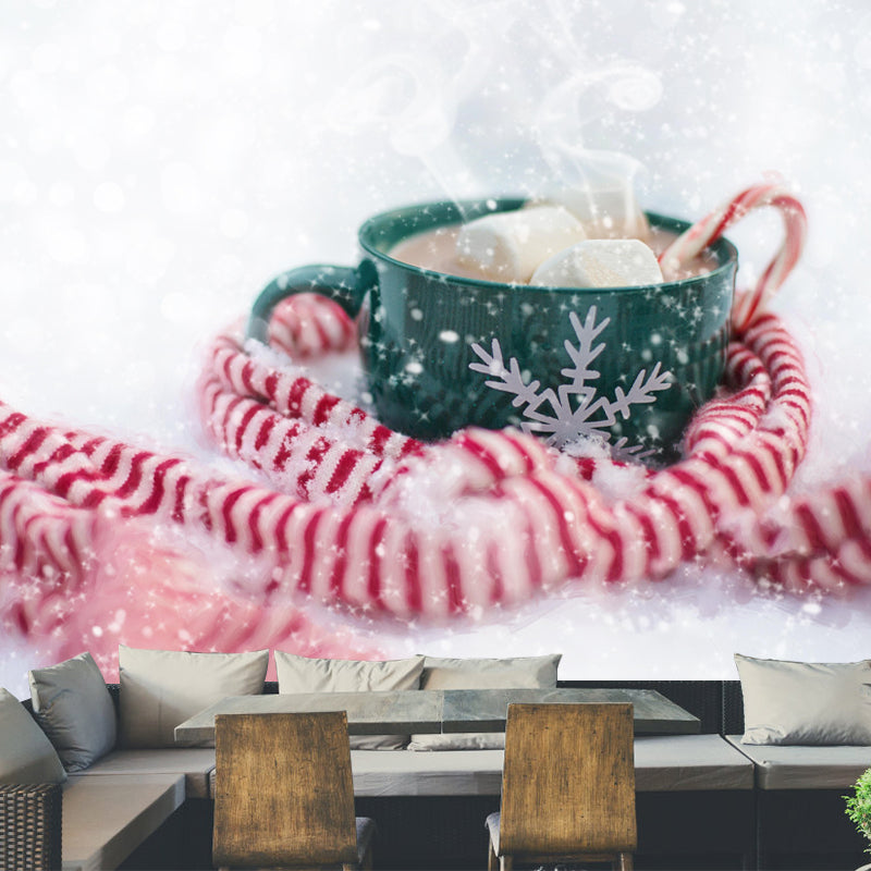 Customized Mural Dessert with Marshmallow Pattern Mildew Resistant Wallpaper Commerce Shop