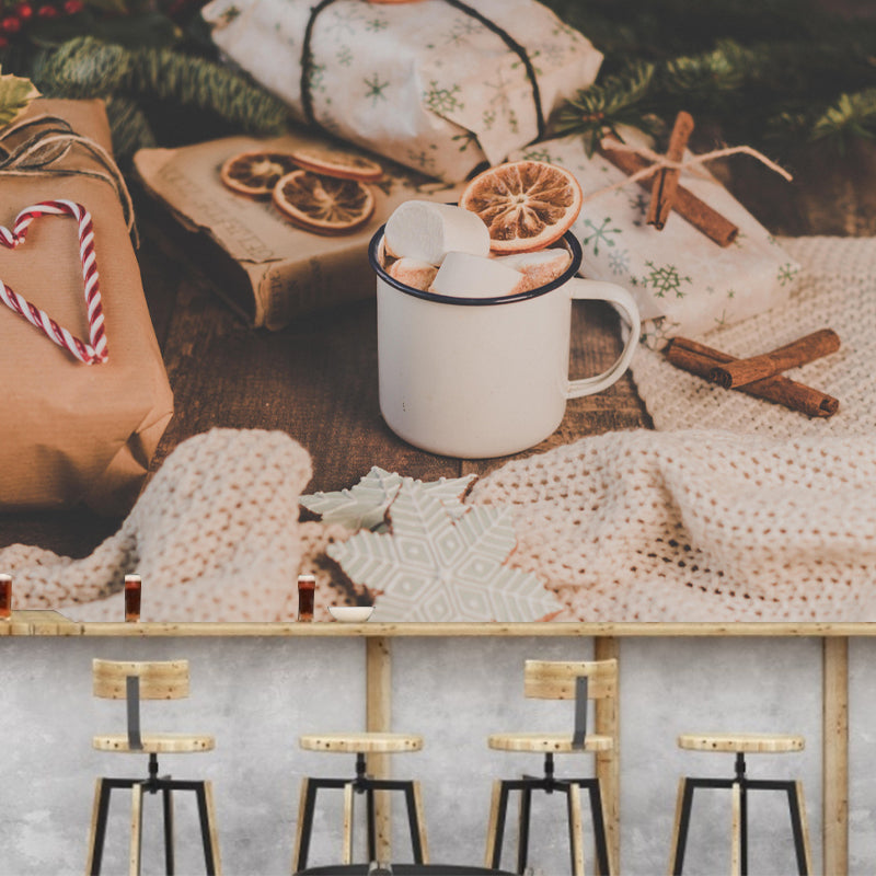 Marshmallow Dessert Mural Wall Decor Environment Friendly for Dessert Shop