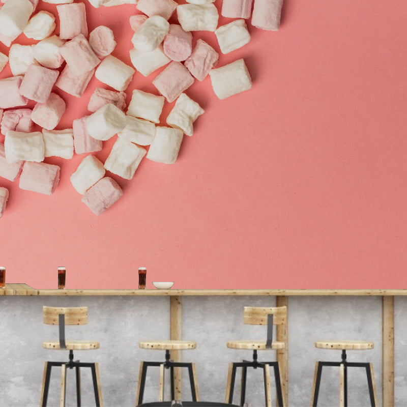 Customized Wall Mural Dessert with Marshmallow Pattern Mildew Resistant Wallpaper Commerce Shop