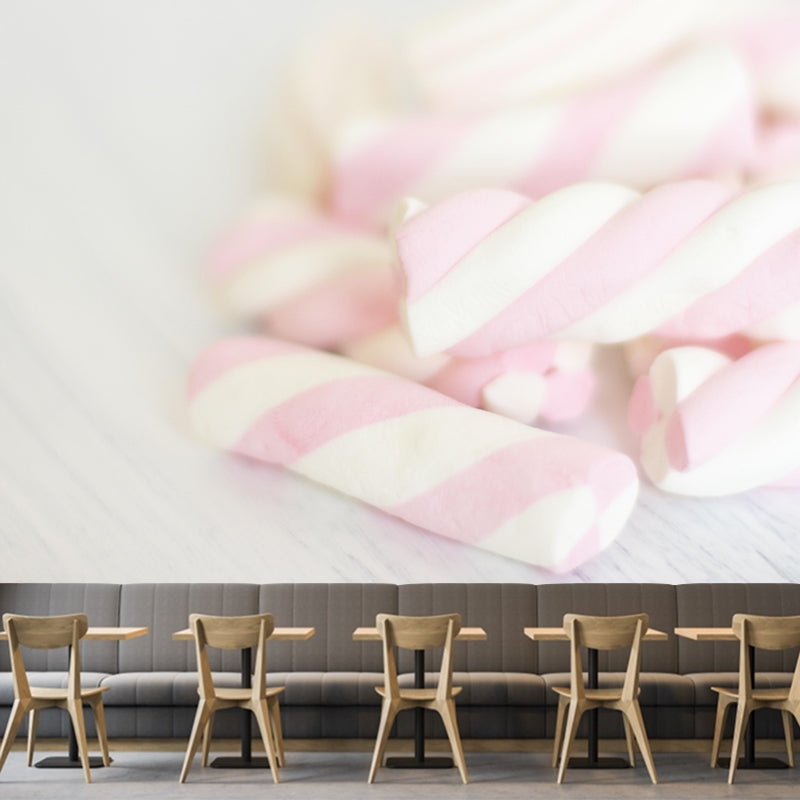 Customized Wall Mural Dessert with Marshmallow Pattern Mildew Resistant Wallpaper Commerce Shop