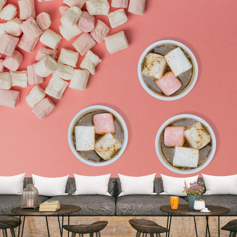 Customized Wall Mural Dessert with Marshmallow Pattern Mildew Resistant Wallpaper Commerce Shop
