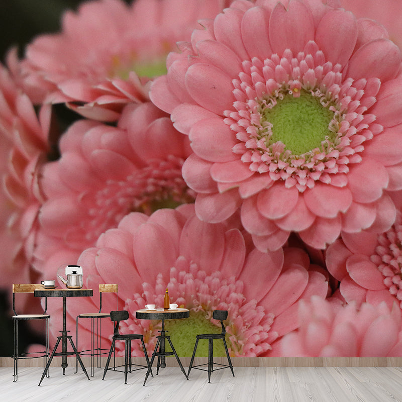 Pink Flower Mural for Living Room Decoration Moisture Resistant, Custom Size Available