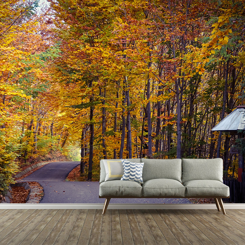 Yellow Forest Mural for Sleeping Room Moisture Resistant, Custom Size Available