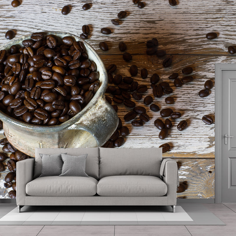 Roasted Coffee Beans Modernist Wall Covering for Coffee Shop, Moisture Resistant