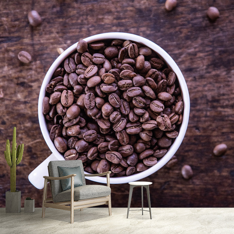 Roasted Coffee Beans Modernist Wall Covering for Coffee Shop, Moisture Resistant