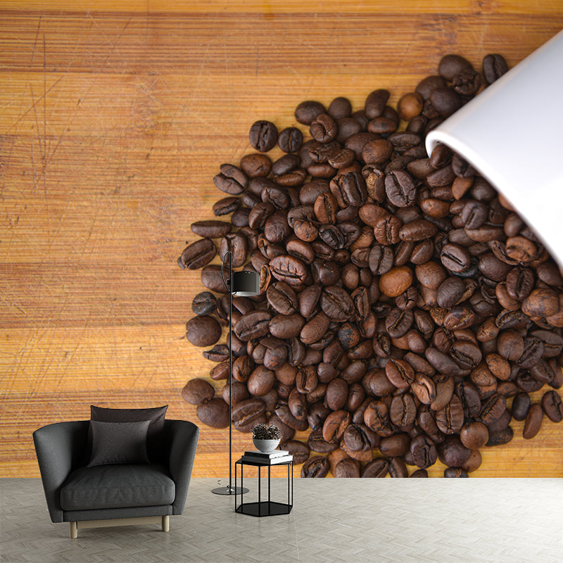 Roasted Coffee Beans Modernist Wall Covering for Coffee Shop, Moisture Resistant