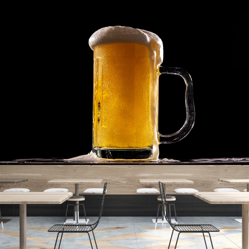Yellow Beer Wine Mural Wallpaper for Wine Pub Stain Resistant, Custom Size Available