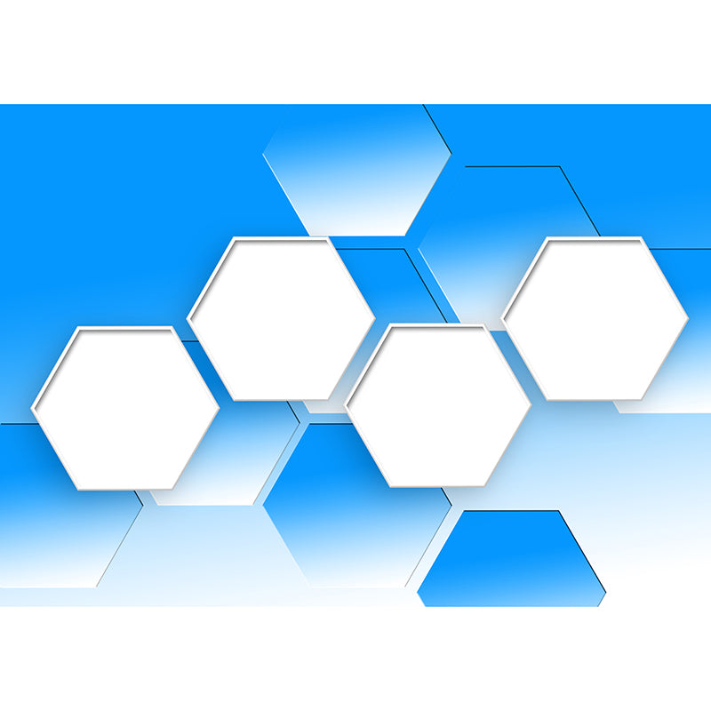 Hexagon Geometric Illustration Mural Living Room Wall Art, Personalized Size Available