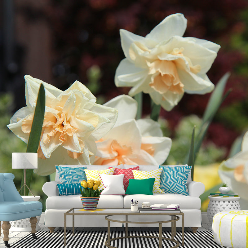 Daffodil Blossoming Flower Wall Paper Murals Waterproof Wall Decor for Bedroom