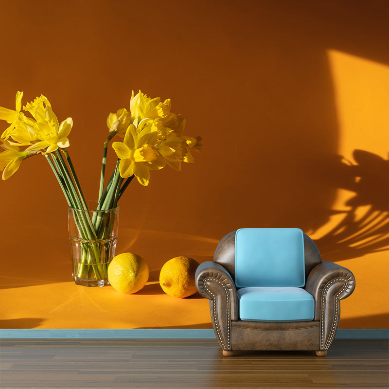 Daffodil Blossoming Flower Wall Paper Murals Waterproof Wall Decor for Bedroom